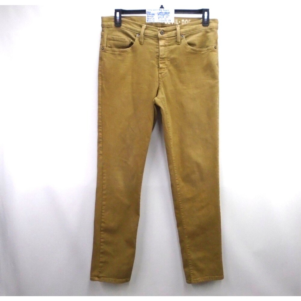 Devil-Dog Dungarees Mens Slim Fit Jeans 32 (34x33) Union Khaki Tan Stretch Denim